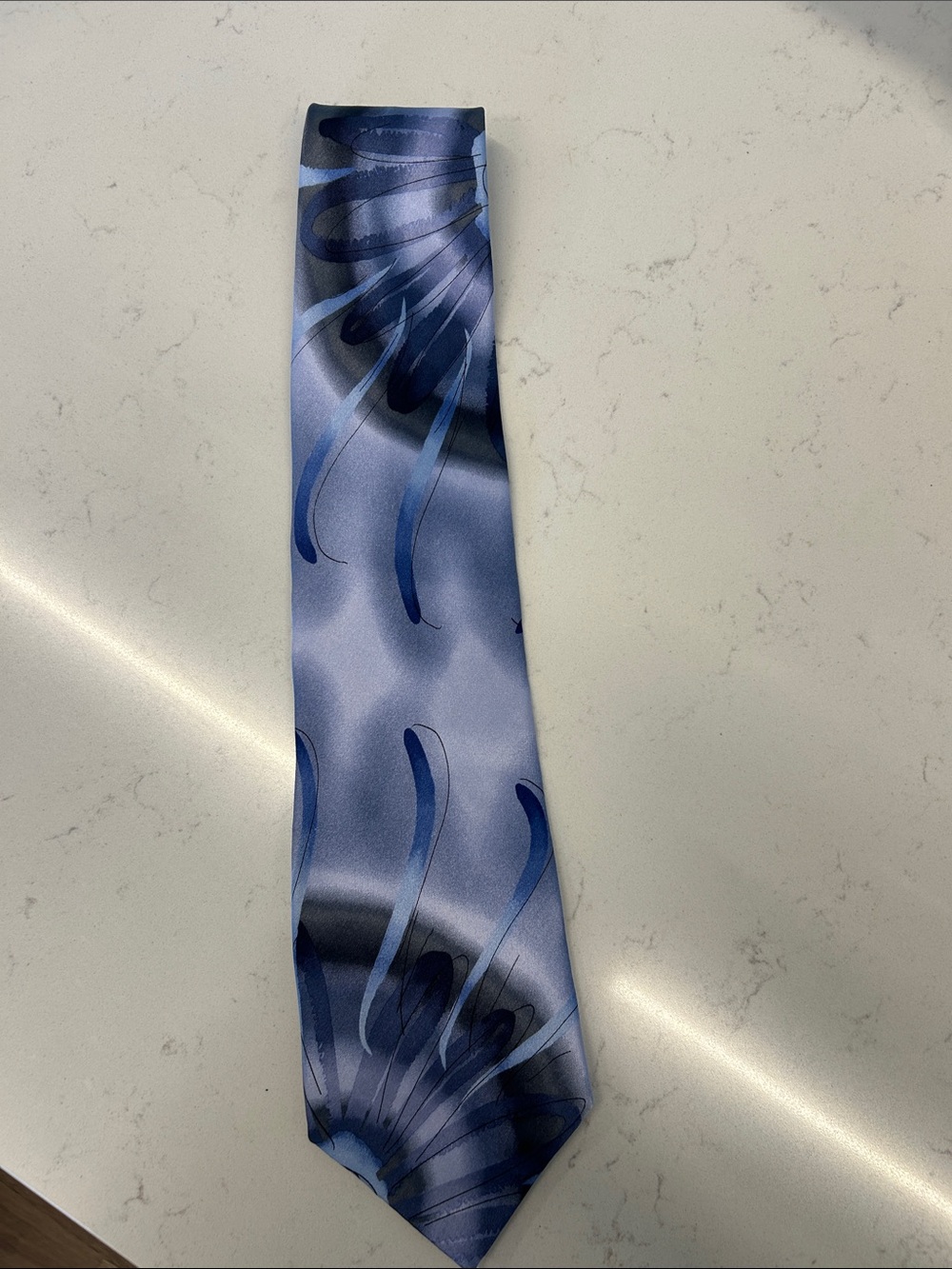 J. Garcia Light Blue Tie with Navy Floral Swirl